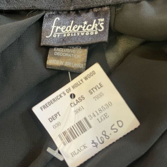 Fredrick’s of Hollywood Vintage Dead Stock Black Long Lace Top Sheer Bottom Tie - Picture 6 of 9